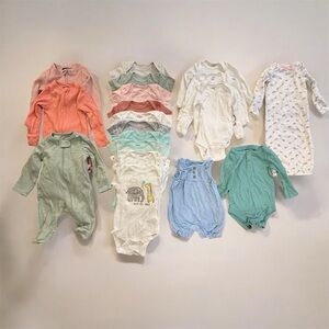 Gerber Carters Old Navy Simple Joy Cat & Jack 0-3 Onesies and Rompers 19 pieces